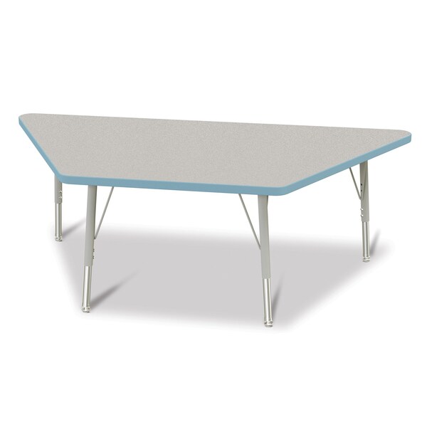 Jonti-Craft Berries Trapezoid Activity Tables, 30 in. x 60 in., E-height, Freckled Gray/Coastal Blue/Gray 6443JCE131 - main